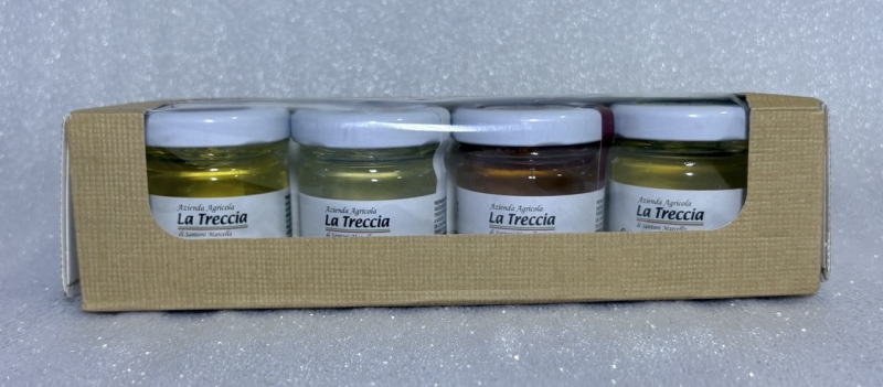 Gel (4 vasetti) di aglio (3) e zafferano (1) - confezione regalo Derivati dell'Aglio Rosso di Proceno